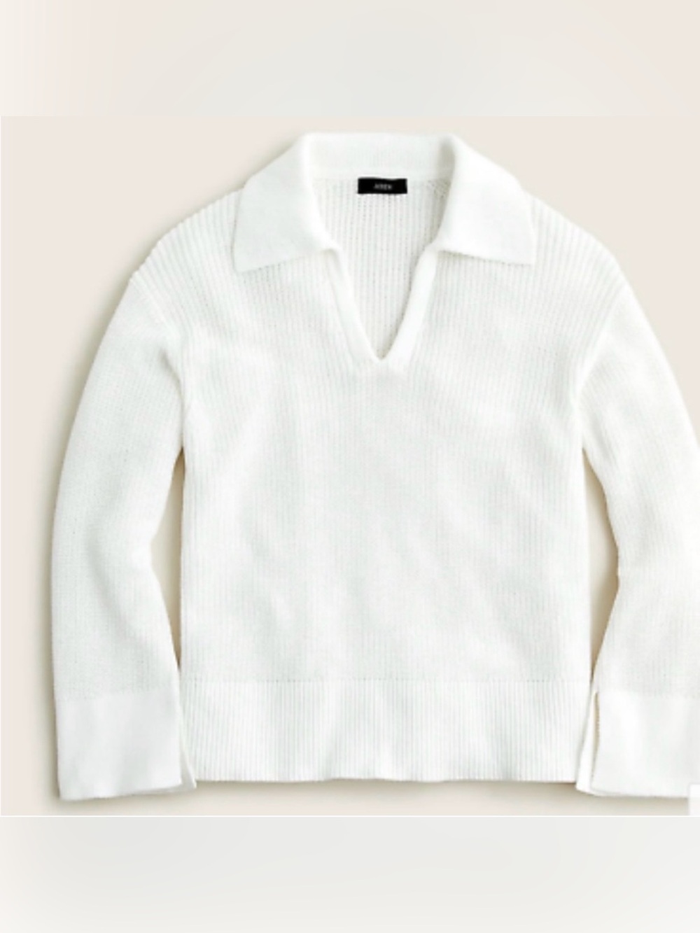 J.Crew Relaxed Collared Sweater in White Cotton Size XS
